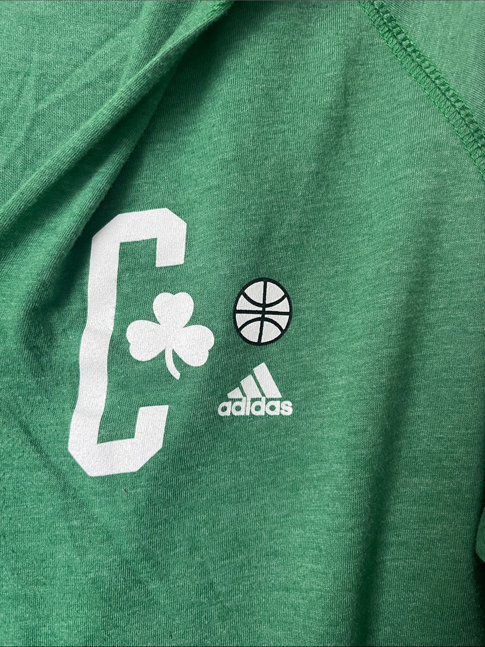 adidas Green Celtics V-Neck Hoodie Top - Picture 3 of 4